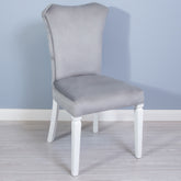 Scaun tapitat AYA , lemn alb - catifea gri